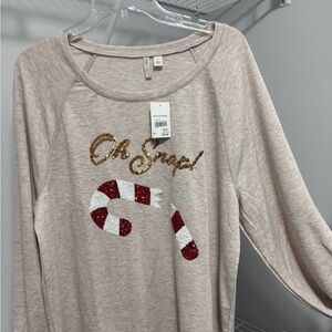 Cato Beige Top with Red and Gold Accents